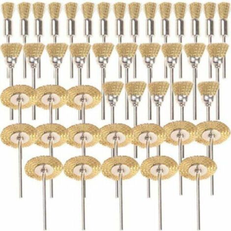Kit de polissage Dremel, 45 brosses en laiton, brosses métalliques, brosses en acier Proxxon, disques de polissage, brosse ronde, tige de disque Ø 3,17 mm