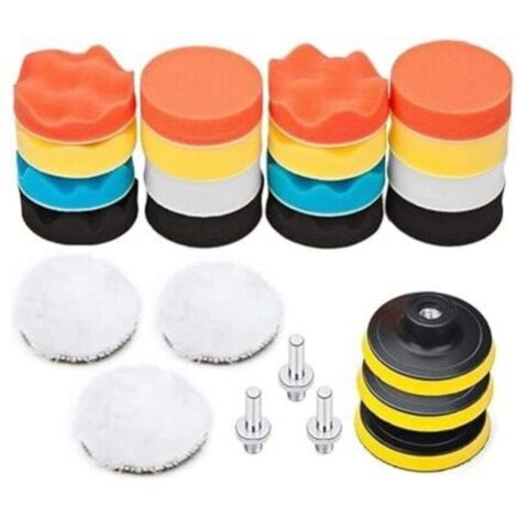 Kit de polissage voiture 25 pièces – 75mm éponges et disques – Embouts M10 pour perceuse et meuleuse – Nettoyage et lustrage métal