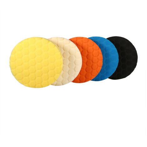 Kit de Polissage Voiture - 5 Pads en Mousse de 7 Pouces pour Lustrage et Cirage