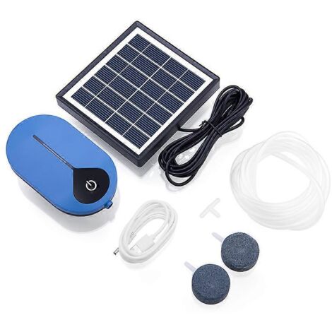 Kit de pompe à air solaire 20242022, oxygénateur portable USB pour aquarium, aérateur de bassin avec tuyau et pierre à air pour jardin, jardin et étang de pêche.