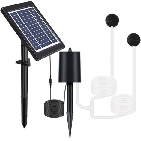 Kit de pompe à air solaire 4 W avec tuyau d'air et pierres à bulles 3 modes de fonctionnement