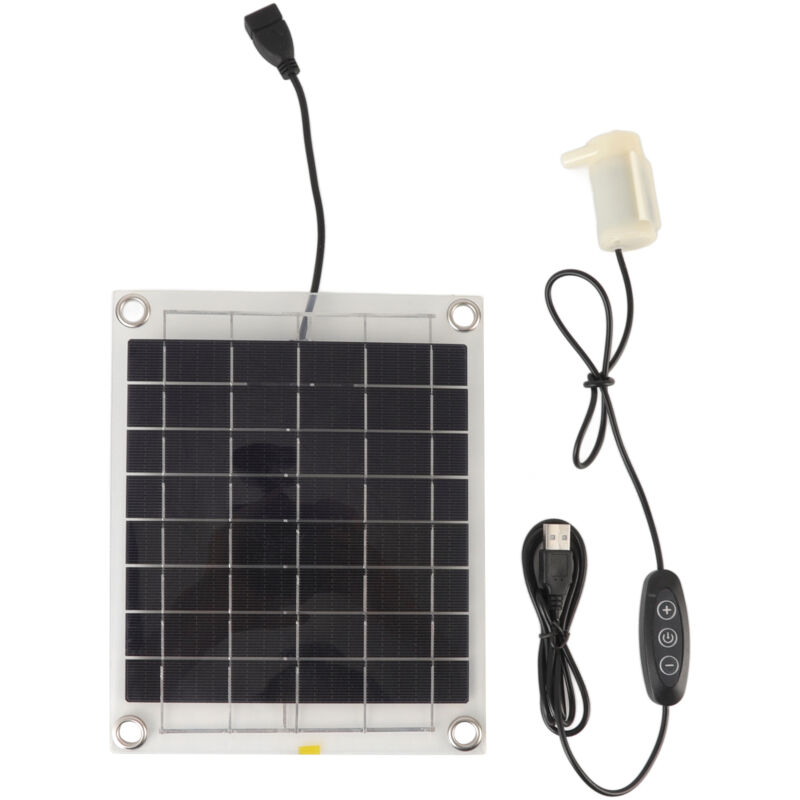 Sjlerst - Kit de pompe à eau solaire 10W panneau solaire en silicium monocristallin Double face 5V 3W Kit de pompe à eau à faible bruit