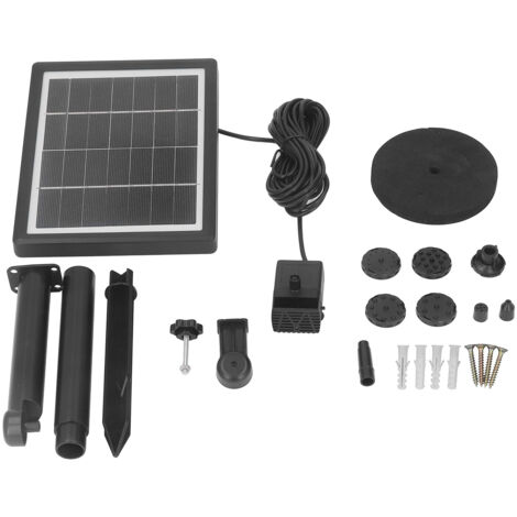 Kit de Pompe à Eau Solaire avec 6 Buses, Fontaine pour Oiseaux, Type Split, 7V 3.5W, Installation Facile