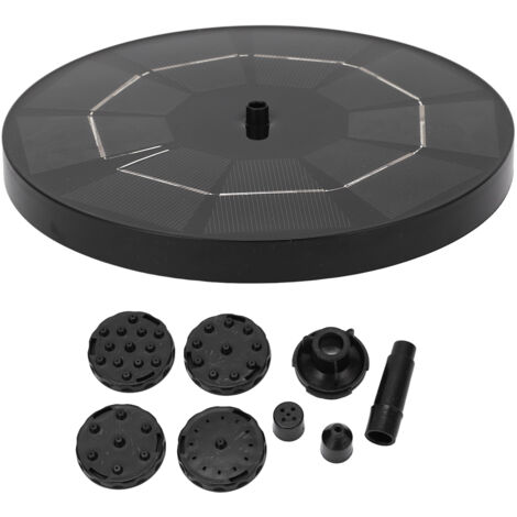 Kit de pompe à fontaine solaire pour bassin, 3W, 6 buses, hauteur max 70cm, diamètre 180mm, extérieur