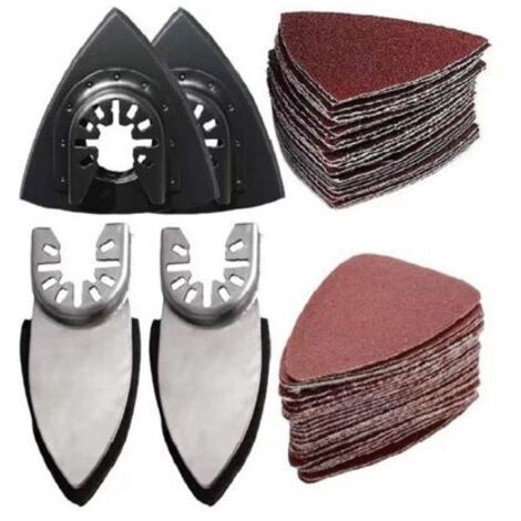 Kit de ponçage oscillant de 54 pièces, 2 patins de ponçage triangulaires et 2 patins de ponçage pour les doigts, 50 papiers de verre multi-outils