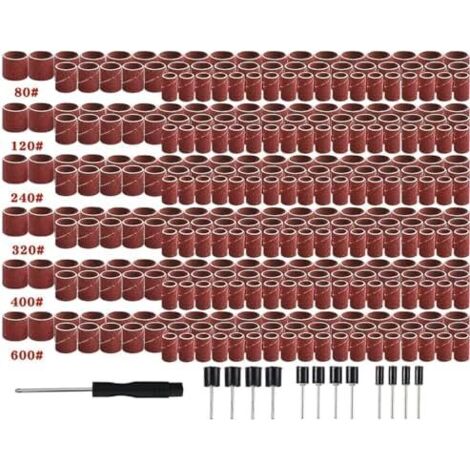 Kit de ponceuse à tambour 337 pièces avec mandrin tige 1/8 pour outils rotatifs Dremel grain 80/120/240/320/400/600 -
