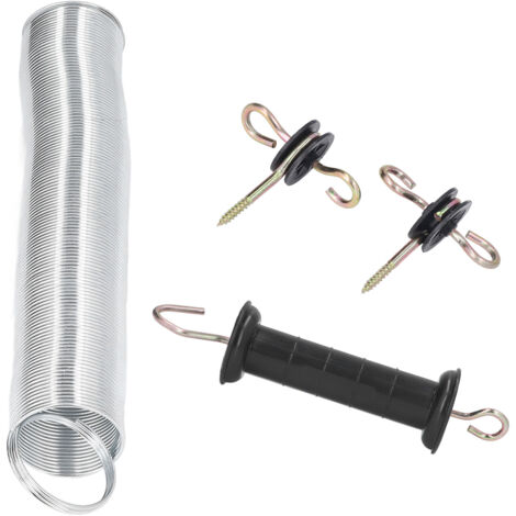 Kit de Portail à Clôture Électrique 5m en PP et Fer, Accessoire Porte à Ressort pour Animaux avec Poignée et Clou Isolé pour Bétail