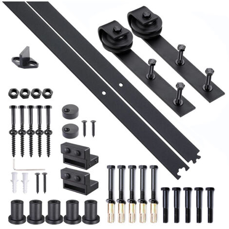 Kit de porte coulissante système galandage pour porte d'une épaisseur de 35-45 mm et largeur max. 1 m charge max. 100 Kg acier brun foncé