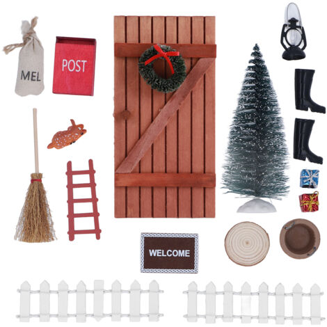 Kit de Porte de Fée de Noël Miniature en Bois pour Maison de Poupée - 1/12 et 1/6