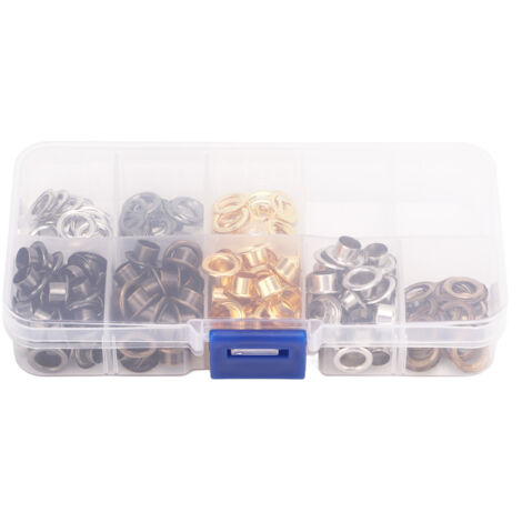 Kit de pose d'œillets métalliques résistants, facile à installer pour cuir, chaussures, sacs à dos et projets créatifs, choix de coloris.