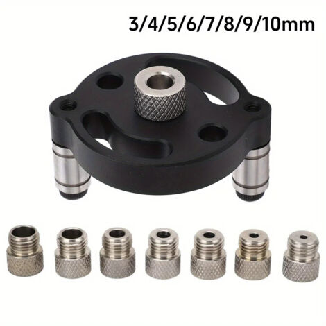 Kit de positionnement pour perçage vertical, pour le perçage centré, avec 8 douilles de perçage de 3 à 10 mm, positionneur pour perçage vertical, outil pour le travail du bois, guide de perçage réglab