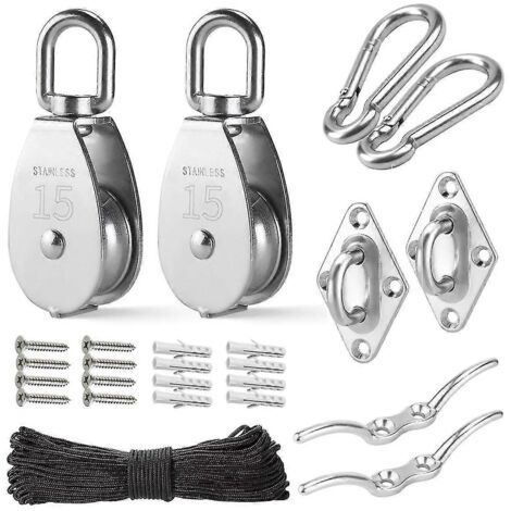 Kit de poulie M15 en acier inoxydable, poulie robuste, palan avec câble en nylon, pour Li