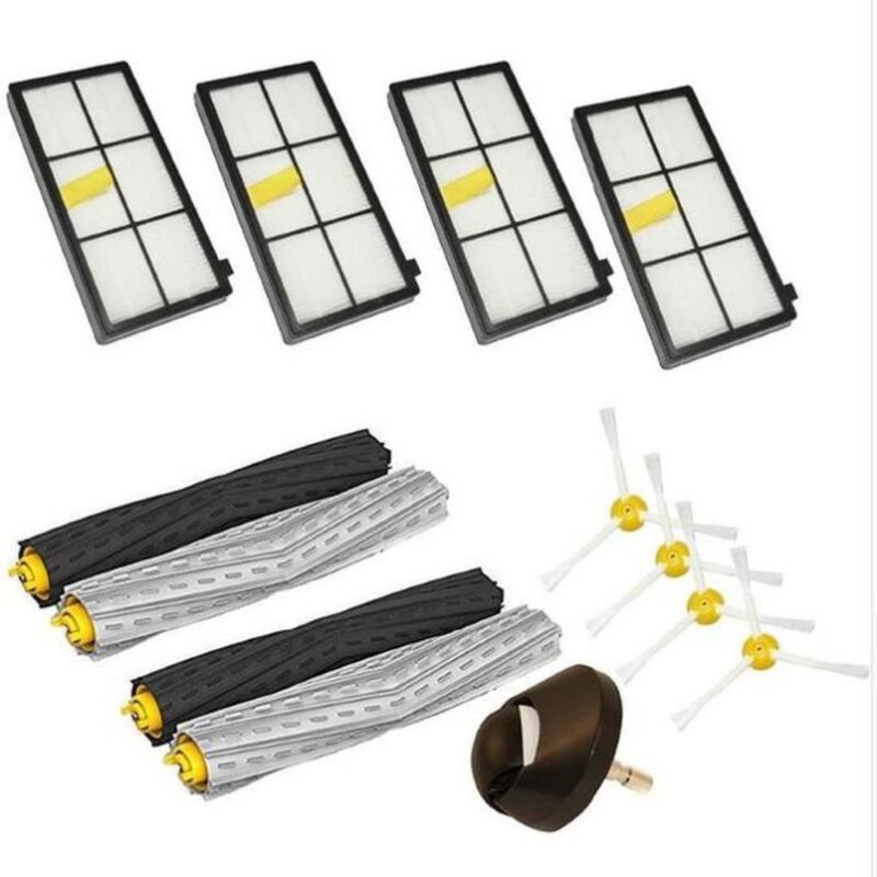 Qersta - Kit de remplacement pour iRobot Roomba 800 (870 880 980) - volant, brosse extracteur, 4 filtres hepa, brosse latérale