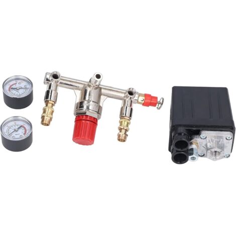 Kit de Pressostat Compresseur D'air, Réglable 90-120PSI, avec Fonction Chargement/déchargement Automatique, Idéal pour les Projets Bricolage -