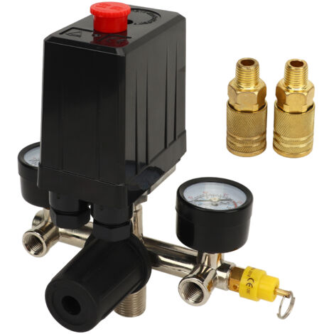 Kit de pressostat de compresseur d'air, contrôle de Valve CE, couvercle noir, compteur en fer, laiton, coupleur rapide de Style américain
