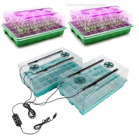 Kit de Propagation et de Germination de Plantes avec Lampe LED 4 Tubes et Plateaux 40 Cellules - [Type de produit] Bac de Germination + Kit de Culture + Lampe LED [Description] Germination de plantes,