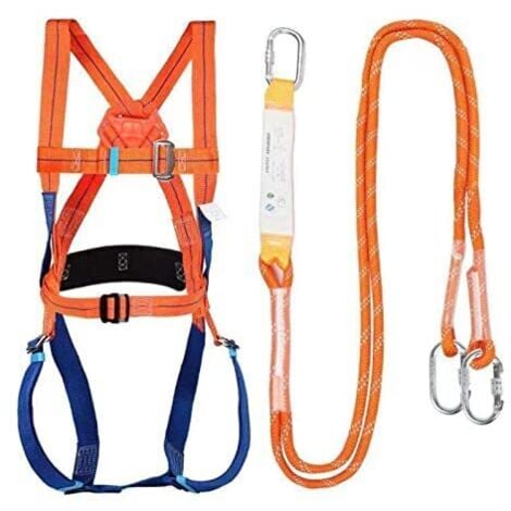 DEBUNS Kit de protection anti-chute avec harnais, pour corps entier pour Ceinture, Ceinture de Sécurité, Corde de Sauvetage