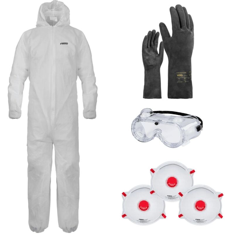 Kit de Protection Jardin Phytosanitaire epi Combinaison Taille xl, Lunettes et Gants de Protection Agriculture Vito