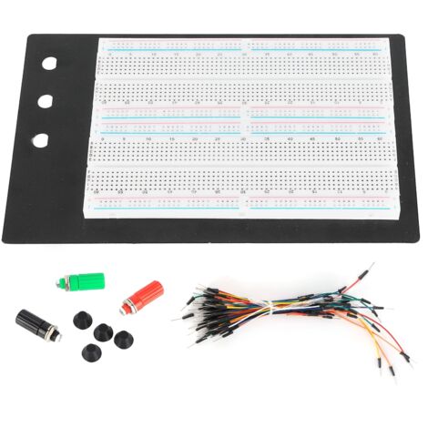 Kit de Prototypage Électronique avec Breadboard 1660 Points, 65 Fils de Liaison et 3 Borniers pour Circuits