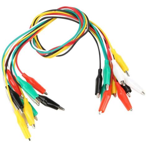 Kit de prueba de pinzas de cocodrilo aisladas de 50 cm (10 unidades) para electrónica, pinzas de prueba de cables