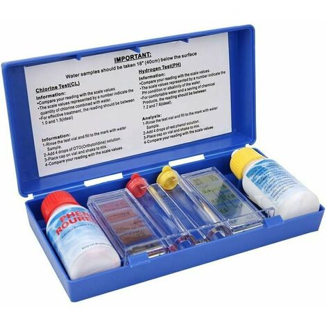 Kit de prueba química para agua de spa de piscina, kit de prueba de calidad de agua de pH de cloro, caja de prueba de agua para probador de piscina