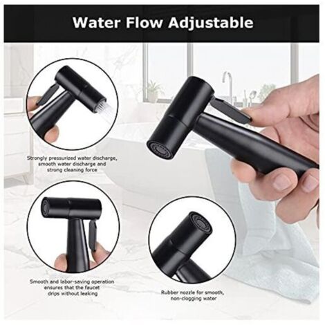 Kit de Pulvérisation de Toilette en Acier Inoxydable, Douchette à Main Bidet Avec Pulvérisateur à Pression Réglable Noir
