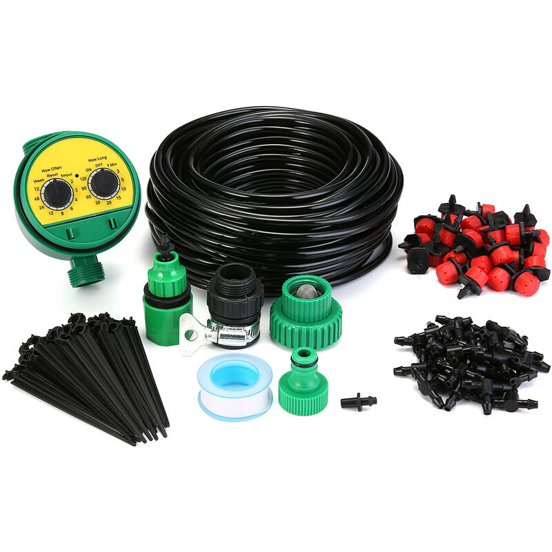 

Kit de Pulverización de Manguera de Riego de Jardín Automático con Temporizador de Planta, Sistema de Agua de Riego de 82 Pies