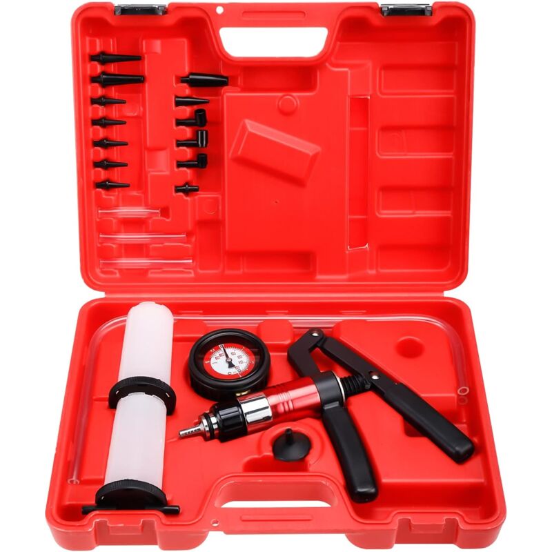 Kit de purge de frein portable pour pompe à vide - Testeur de pompe à vide pour automobile - 21 pièces