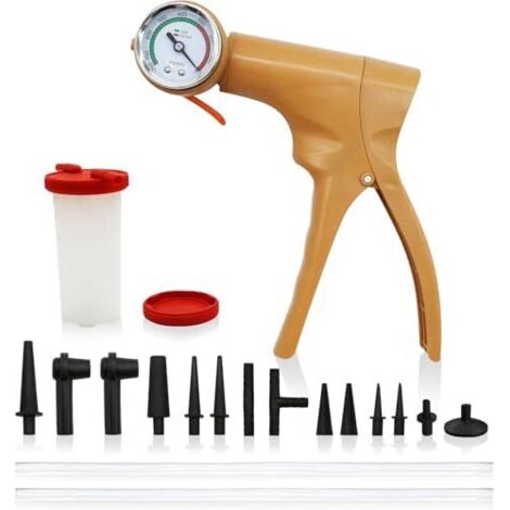 Kit de Purge Frein, 15PCS Pompe à Vide Manuelle pour Frein Liquide Automobile Les systèmes Carburant, Transmission, d'allumage et d'émissions Jaune -