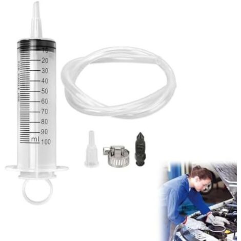 Kit de Purge Frein Moto avec Tuyau 50cm, Seringue Embrayage Hydraulique 100ml, Système à Disque pour Huile -