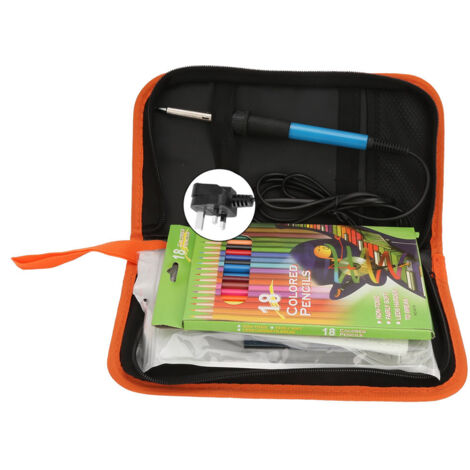 Kit de Pyrographie 71 Pièces avec Fer à Souder 60W et Stylo à Brûler pour Bois (Prise UE 220V)