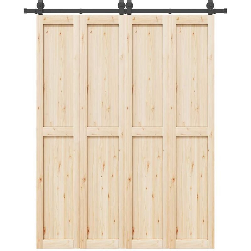 Kit de quincaillerie de porte coulissante 183 cm Acier Noir - Vidaxl