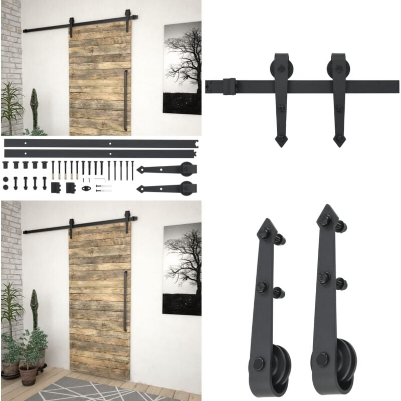Vidaxl - Kit de quincaillerie de porte coulissante 183 cm Acier Noir - kit de fixation pour porte coulissante - kits de fixation pour porte