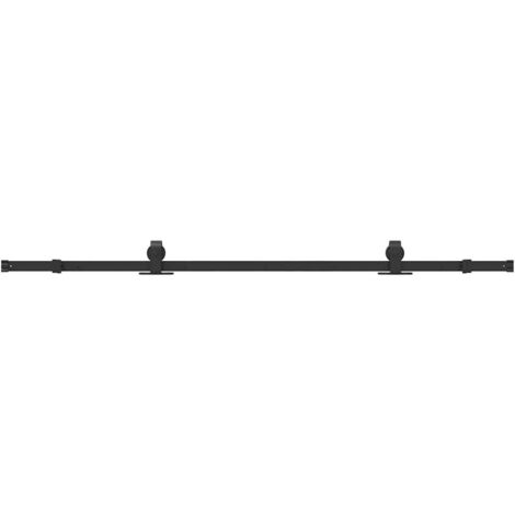 Kit de quincaillerie de porte coulissante 200 cm Acier Noir CFW207221