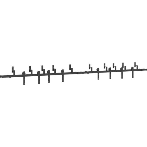 Kit de quincaillerie de porte coulissante 200 cm Acier Noir CFW32875