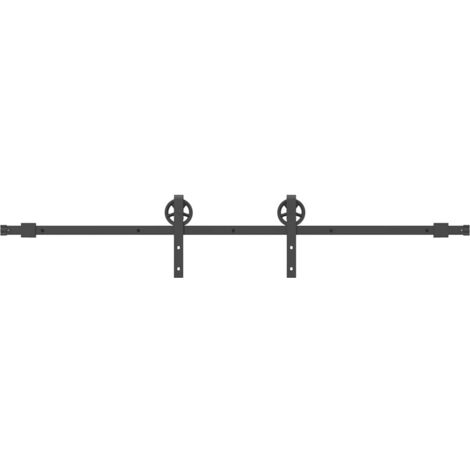 Kit de quincaillerie de porte coulissante 200 cm Acier Noir CFW46027