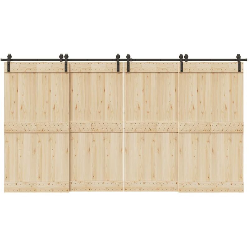 vidaXL Schiebetürbeschlag-Set 400 cm Stahl Schwarz