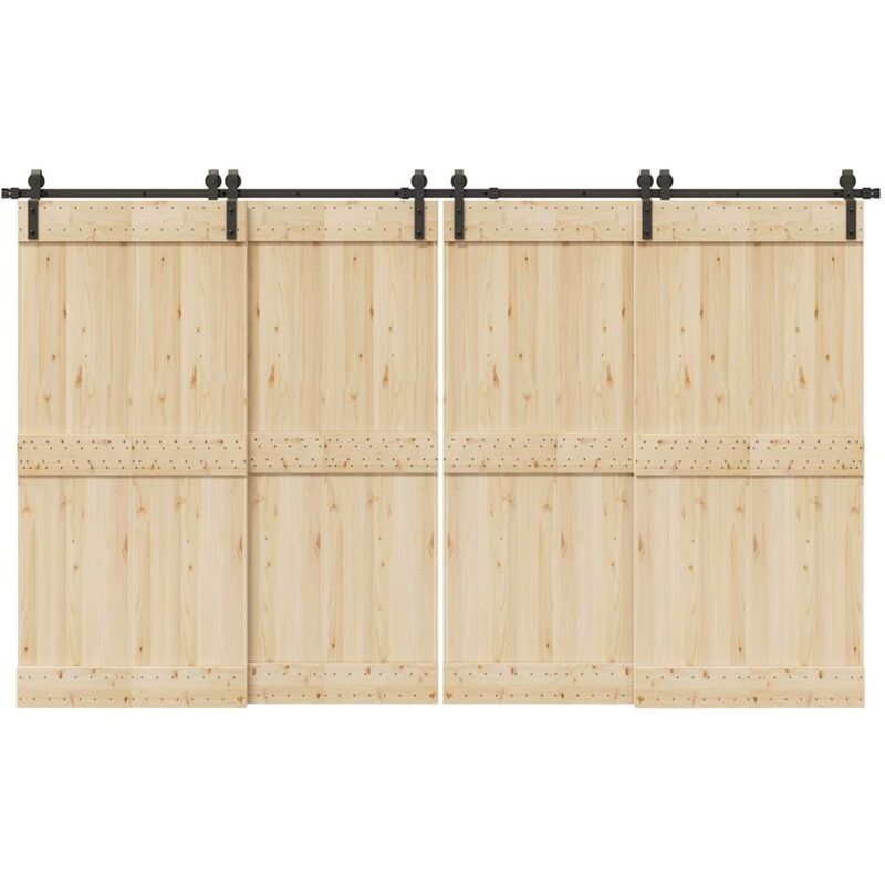 vidaXL Schiebetürbeschlag-Set 366 cm Stahl Schwarz