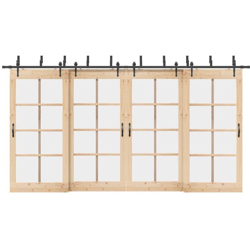 vidaXL Schiebetürbeschlag-Set 427 cm Stahl Schwarz