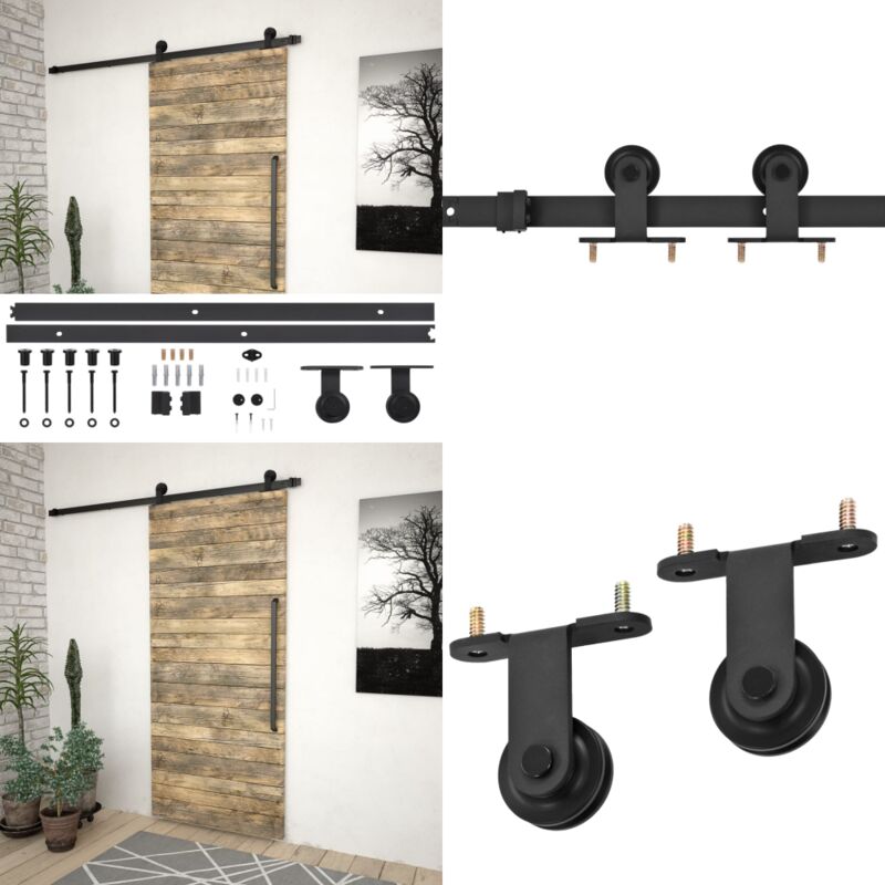 Vidaxl - Kit de quincaillerie de porte coulissante skien 183 cm noir - kit de fixation pour porte coulissante - kits de fixation pour porte