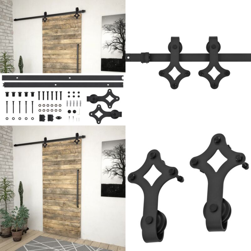 Vidaxl - Kit de quincaillerie de porte coulissante skien 183 cm noir - kit de fixation pour porte coulissante - kits de fixation pour porte