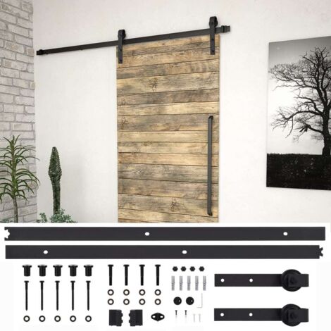 Kit de quincaillerie de porte coulissante SKIEN 200 cm noir vidaXL