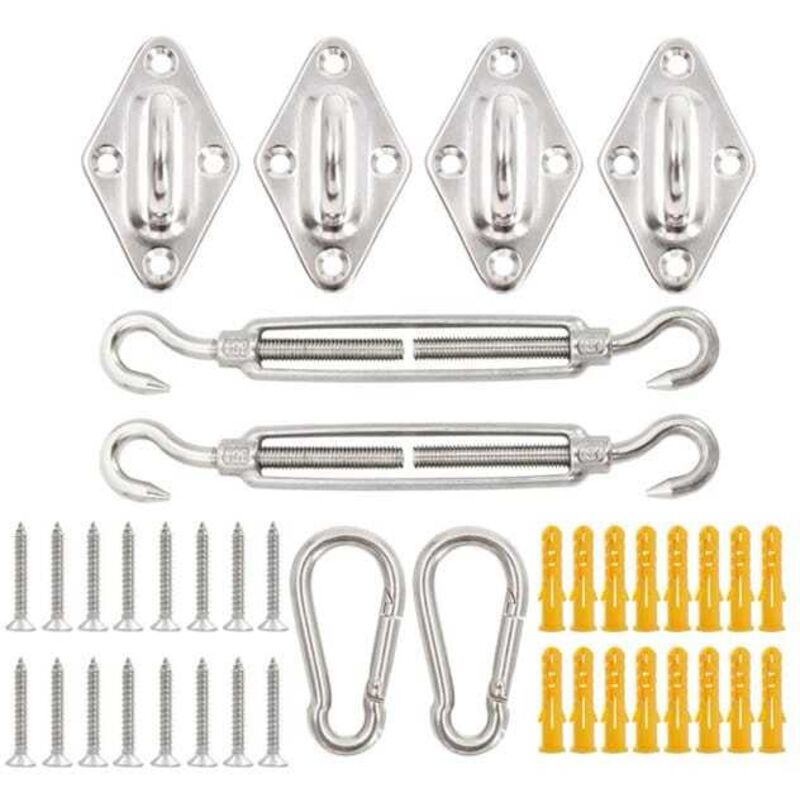 Kit de quincaillerie en acier inoxydable, accessoire d'auvent de voile d'ombrage de 8mm, tendeur, mousqueton à œil, vis à crochet