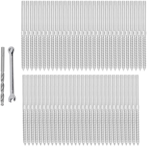 Kit de quincaillerie pour système de garde-corps, vis tire-fond en acier inoxydable, filetage gauche et droit