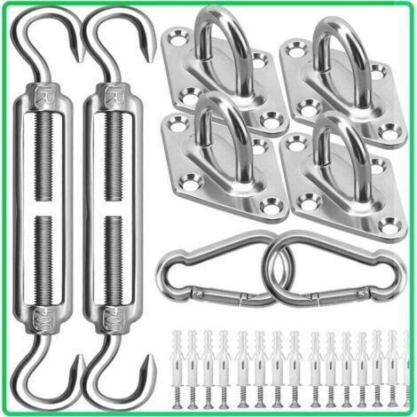 Kit de quincaillerie pour voile d'ombrage - Kit d'installation de pare-soleil en acier inoxydable 304