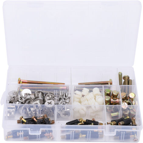 Kit de Raccord 125 Pièces pour Mobilier  Vis, Écrous Pré-Insérés, Roues Excentriques  Ensemble 3-en-1  Outils de Quincaillerie en Acier Inoxydable