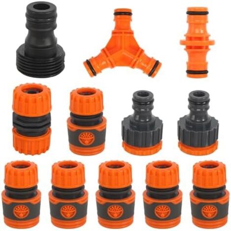 Kit de Raccordement D'arrosage 12 Pcs - Raccords Rapides, Accessoires Double Fiche Y, Rallonge 1/2" Tuyau 2 en 1