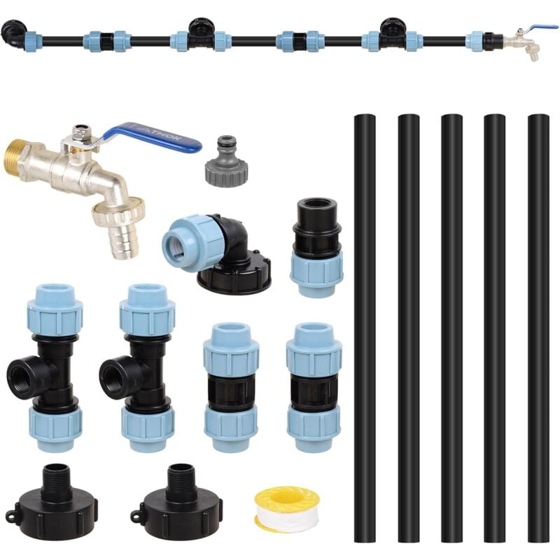 Aougo - Kit de raccordement ibc S60 x 6 ibc pour 3 réservoirs ibc côte à côte / réservoir de pluie avec robinet de jardin 3/4'