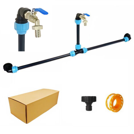 Kit de Raccordement pour 2 Cuves IBC 1000 L - Adaptateur S60X6 S60X6 - Col de Cygne 3/4 Pouces - Pour Réservoirs Côte à Côte - Usage Extérieur et Collecte Eau de Pluie