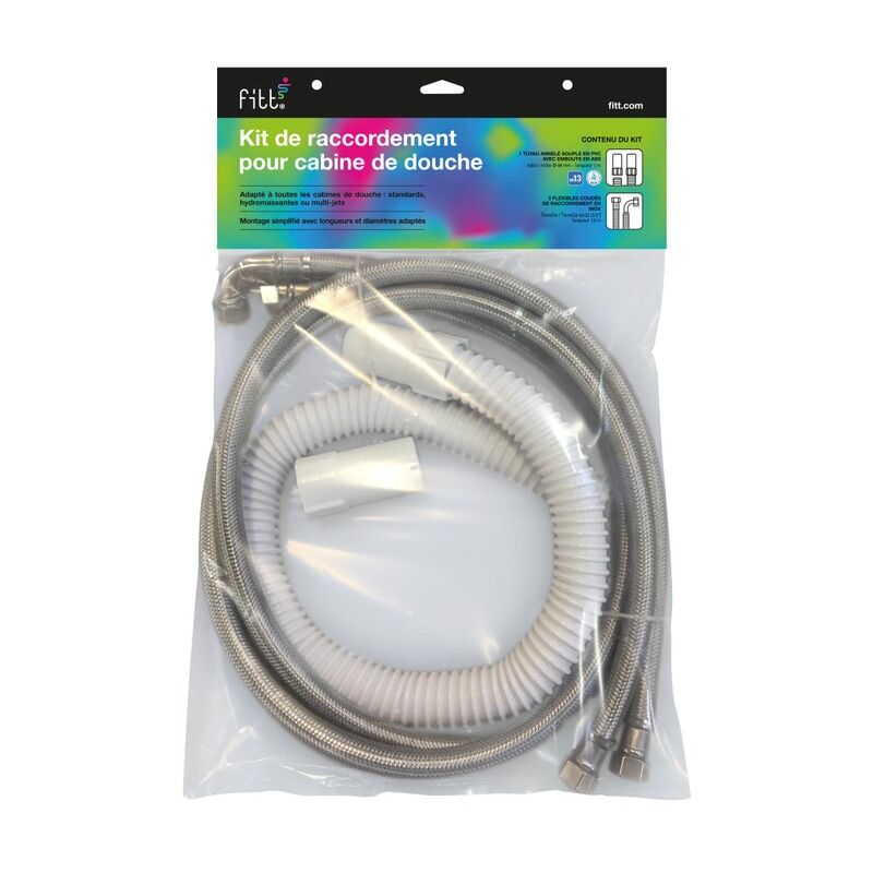 Interplast - Kit de raccordement pour cabine de douche DN13 - Fitt - Acier